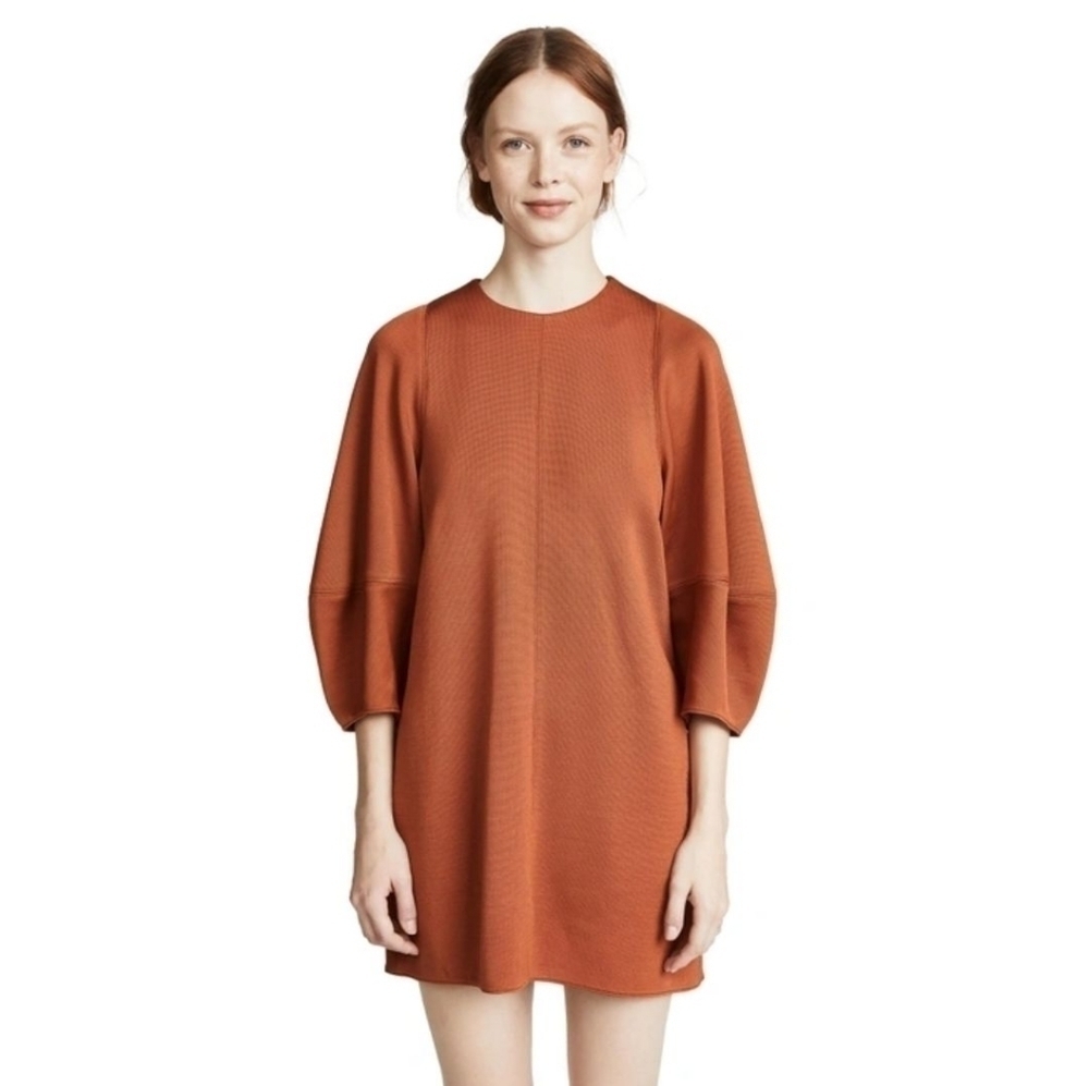 Tibi Rust Orange Crepe Mini Dress NWT